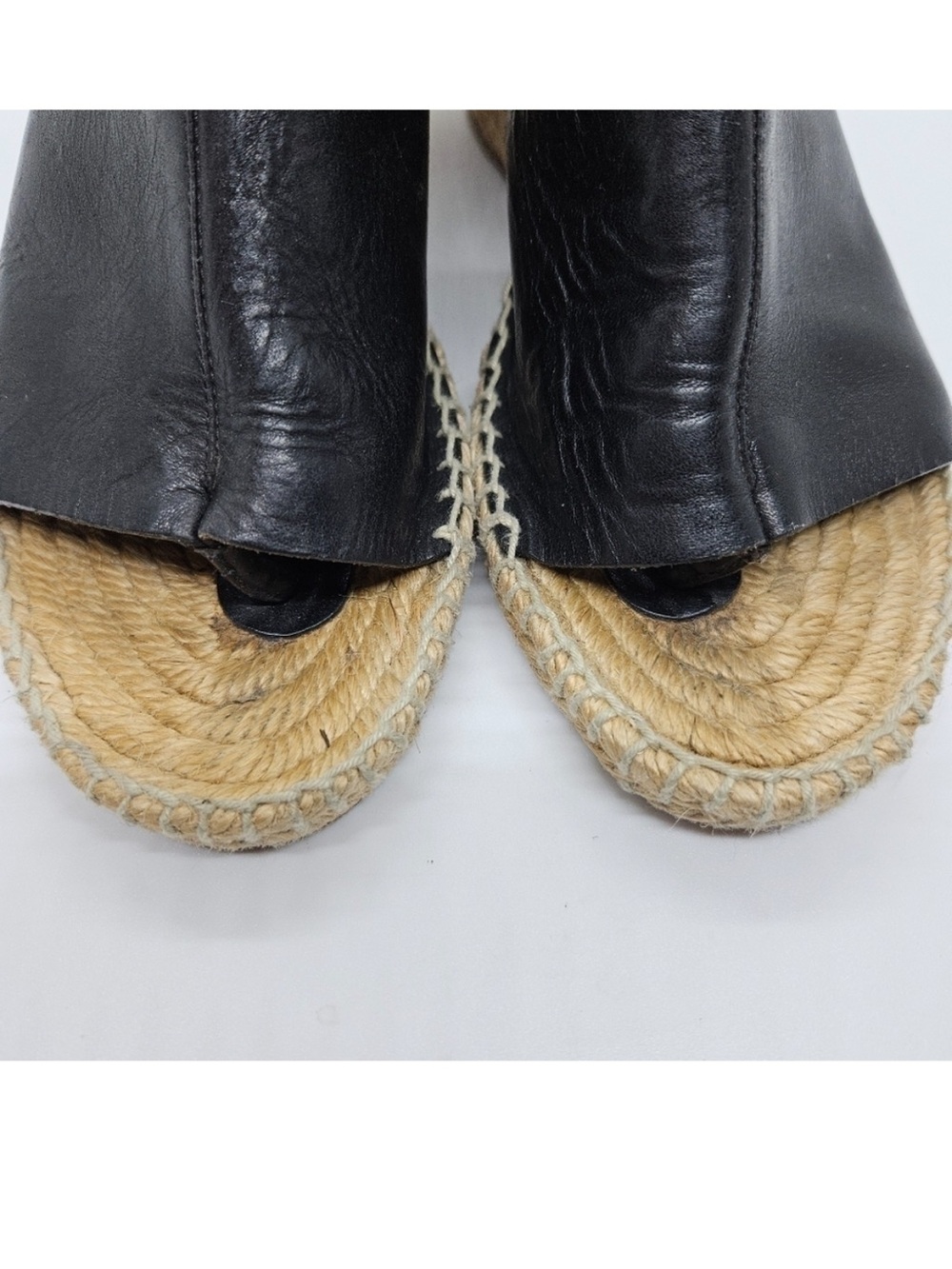 Celine Phoebe Philo black leather open toe espadrille wedge sandals EU 38